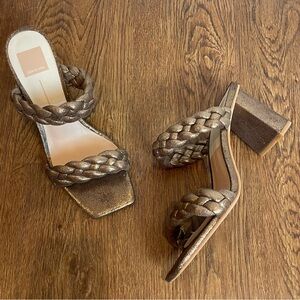 Dolce Vita Metallic Bronze Paily Braided Block Heel Mules Sz 9 - Never Been Worn
